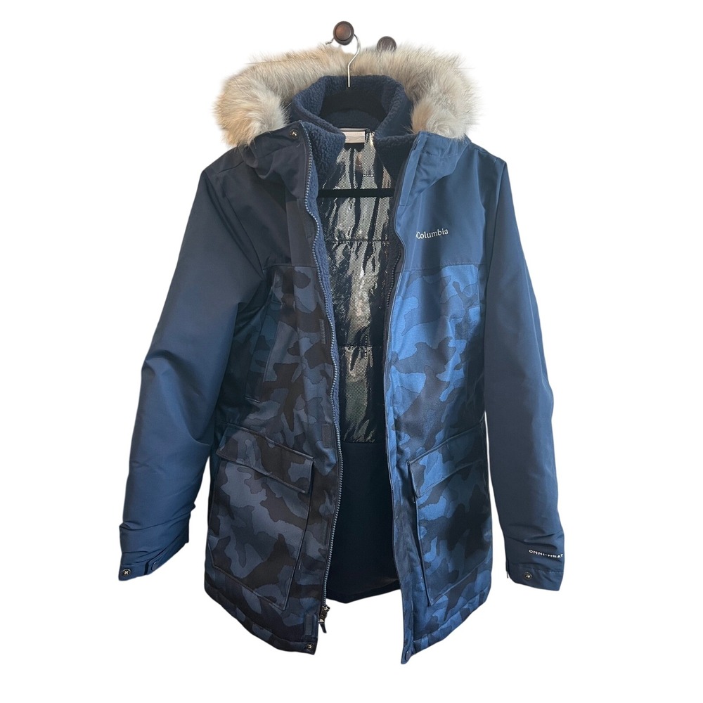 Columbia Kids Nordic Strider Navy Camo Omni-Heat Winter Jacket XL‎ 18/20 SB0106